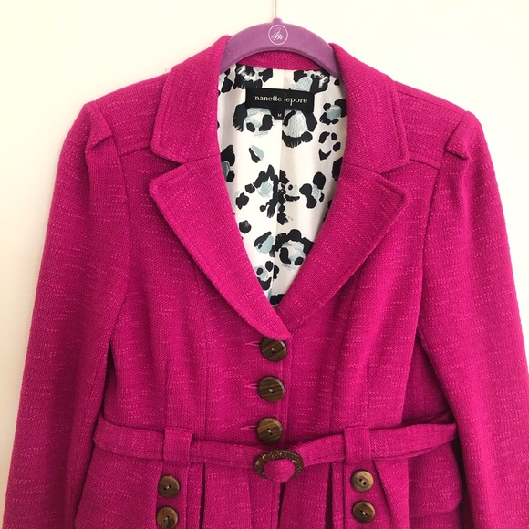 NWT Nanette Lepore Woven Joy Hunt 4 Jacket Magenta - Picture 3 of 8